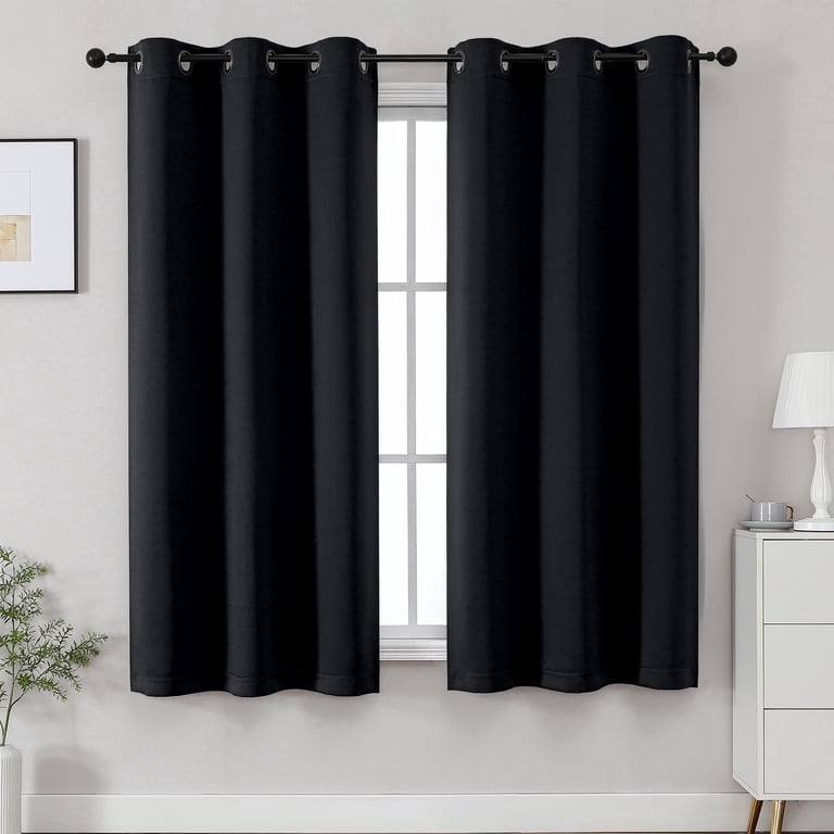 Kalme Blackout Curtains 2-Pack, 40x63 Inches, Black photo 1