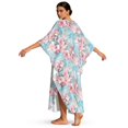 thumbnail image 2 of Xoenoiee Cherry Blossom Marble Print Women Kaftan Moo Moos Dresses Batwing Sleeve V Neck Beach Swimsuit Cover Up High-Slit Caftan Maxi Dress Loungewear, 2 of 7