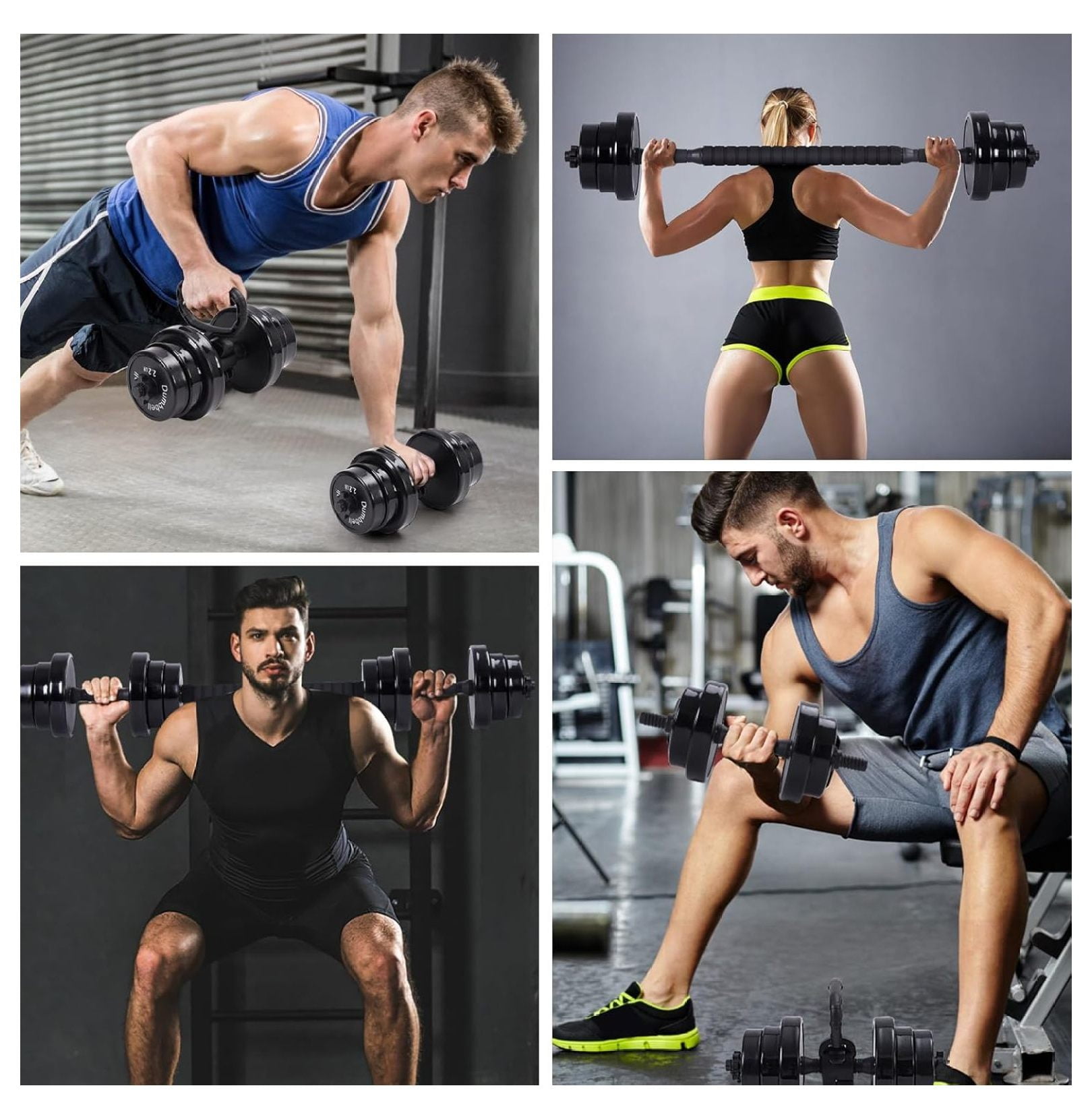 Adjustable Dumbbell Set 3-in-1 - 20-70LB Kettlebell Weights - Non-Slip Home Gym Weight Set - All-Purpose Strength Training Equipment