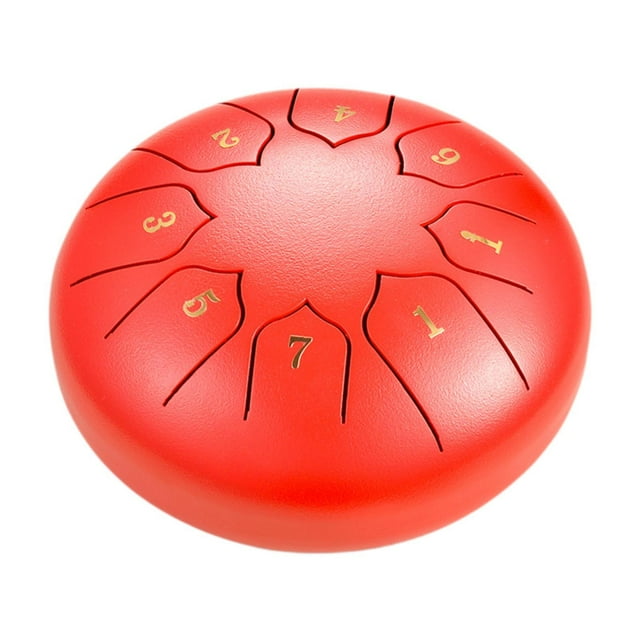 HILABEE Tambour à Langue en Acier 6 Pouces 8 Notes Musique Éducative Portable et Sac de Transport Tambour à Main pour Amis Éveil Musical des Enfants Rouge