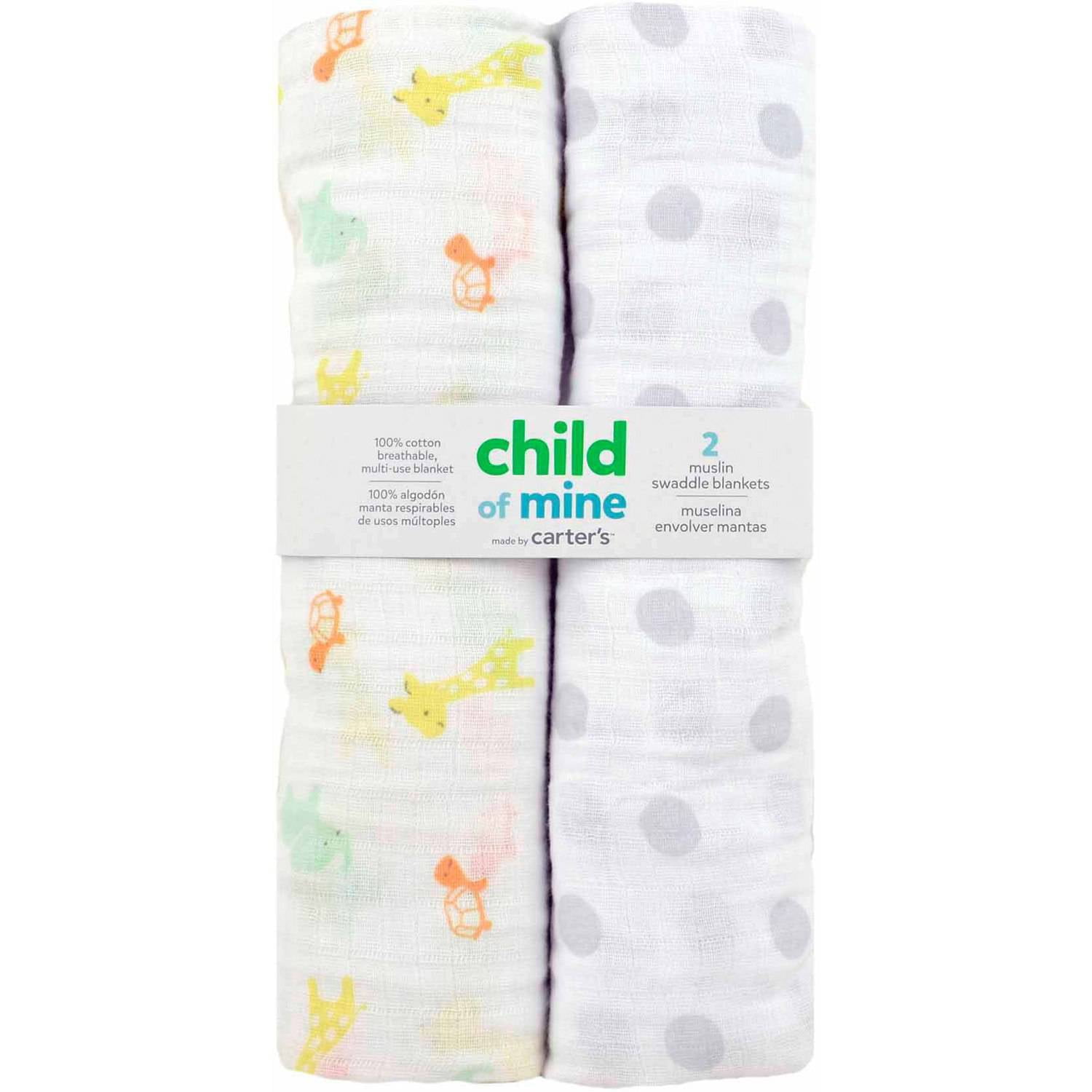 Child Of Mine By Carters Giraffe Family 2 Pack Muslin Blankets