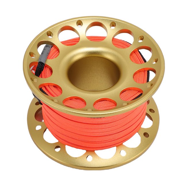 Fishing Line Reel, 30m / 98.43ft Aluminum Diving Reel Aviation Multi Purpose Finger Spool With Double Ended Hooks