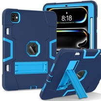 Dteck Case for iPad Pro 11 inch 2024,Shockproof Silicone   PC 3-Layer Protection Kickstand Case Heavy Duty Cover for iPad Pro 11-in. (M4) 2024,Navy Blue