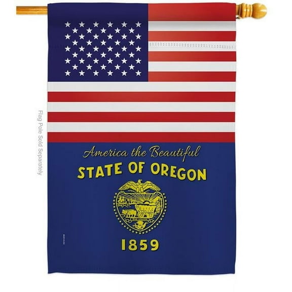 28 x 40 in. USA Oregon American State Vertical House Flag with Double-Sided Decorative Banner Garden Yard Gift