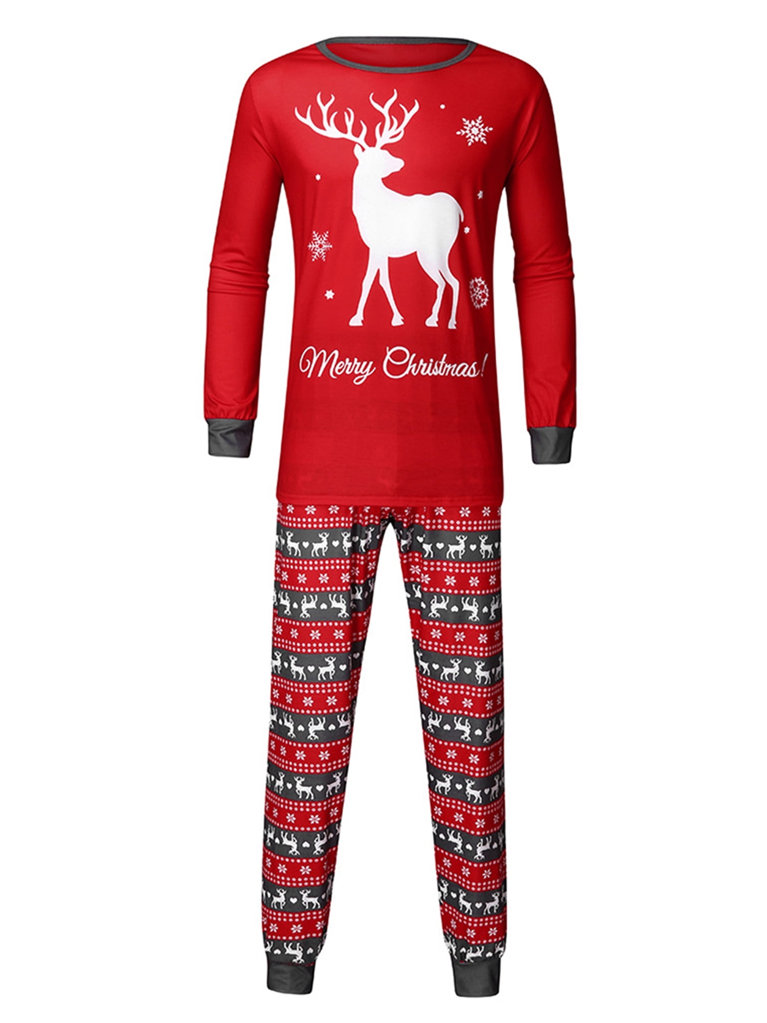 LisenraIn Family Matching Christmas Print Top Elastic Waist Pants Sleepwear  