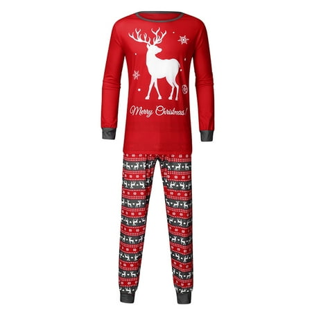 

LisenraIn Family Matching Christmas Print Top Elastic Waist Pants Sleepwear