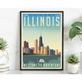 thumbnail image 1 of Pera Print Retro Style Travel Poster, Illinois, Vintage Rustic Poster Print, Home Office wall Decoration, Illinois State Map Poster, Unframed Poster Print - 12*18 inches, 1 of 4