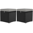 thumbnail image 1 of CoSoTower 2 Pieces Wicker Outdoor Ottoman with Storage, Cushion, Square Outdoor Footstool, Seating, Side Table, Light Grey, 1 of 7