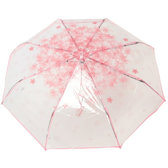 MLINS Creative Transparent Umbrella UV Clear Tote Umbrellas Travel Pink