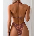 thumbnail image 4 of Swimming Suits for Women, Bathing Suit for Women 2 Piece, 2 Piece Swimsuit for Women, Women's 2 Piece Swimsuit Floral Halter Triangle Bikini Sets Cheeky High Waisted Bathing Suit, Coffee XL, 4 of 7