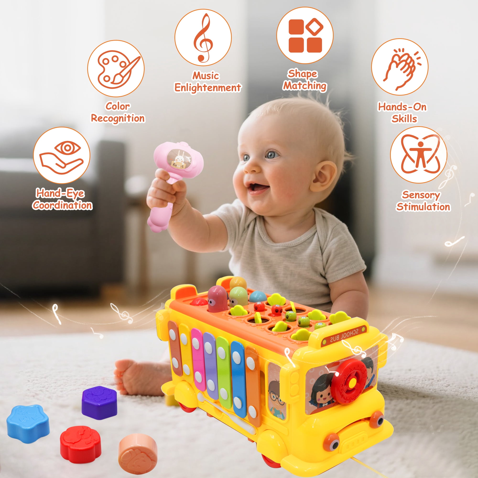 SaveJoy Toddler Busy Bus Learning Toy Montessori Baby Sensory Toys,Educational Gifts for Kids Boys & Girls