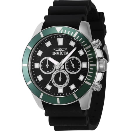 Invicta 46078 Men's Pro Diver Chronograph Black Rubber Strap Watch