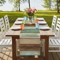 thumbnail image 4 of Table Runners 70 Inches Long Dress Scarves, Teal Brown Farmhouse Coffee/Dining/Kitchen Table Decor, Holiday Table Runner, Farmhouse Rustic Wooden Plank Board 13x70 Inch, 4 of 9