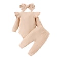 thumbnail image 2 of Baby Girl Clothes Newborn Romper Long Sleeve Infant Toddler Outfits 3Pcs Ruffle Tops + Pants + Headband 0-24 Months, 2 of 6