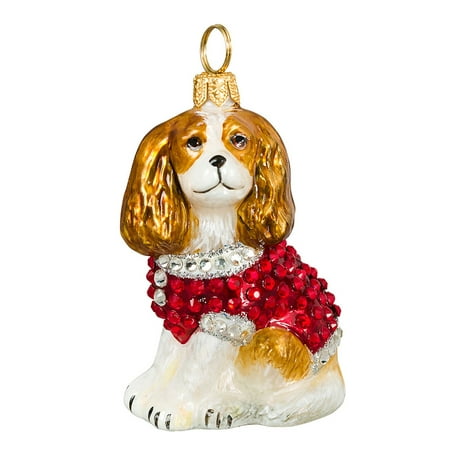 Tri Cavalier King Charles Spaniel - Blenheim Cavalier King Charles Spaniel in Crystal Coat Polish Christmas Ornament