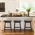thumbnail image 2 of CL.HPAHKL Counter Height Bar Stools Set of 2, 24 Inch Kitchen Counter Stools Backless Wooden Barstools Solid Wooden Saddle Stools with Footrests for Kitchen Island, Dining Room, Pub, Cafe, Black, 2 of 10