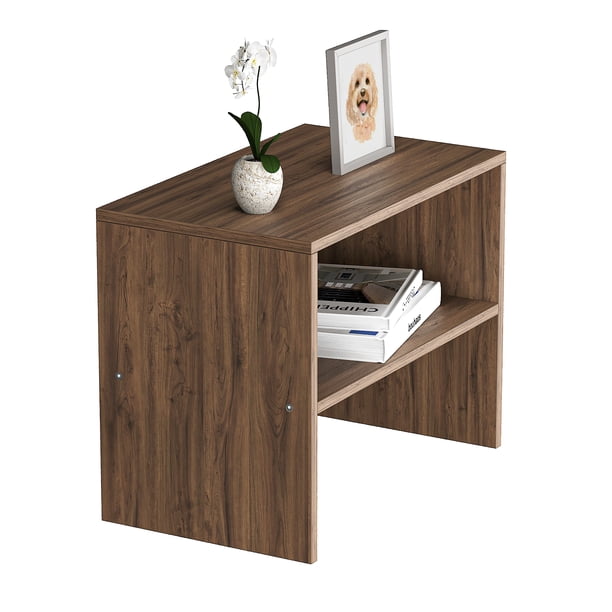 MORU Mesa Auxiliar POP Latte, Mesita de noche, mesa lateral para sala, mesa auxiliar con estantes, mesa auxiliar de lámpara, mesa de sala o recamara, es ideal para tu hogar u oficina MORU Pop Café, Moderno Minimalista