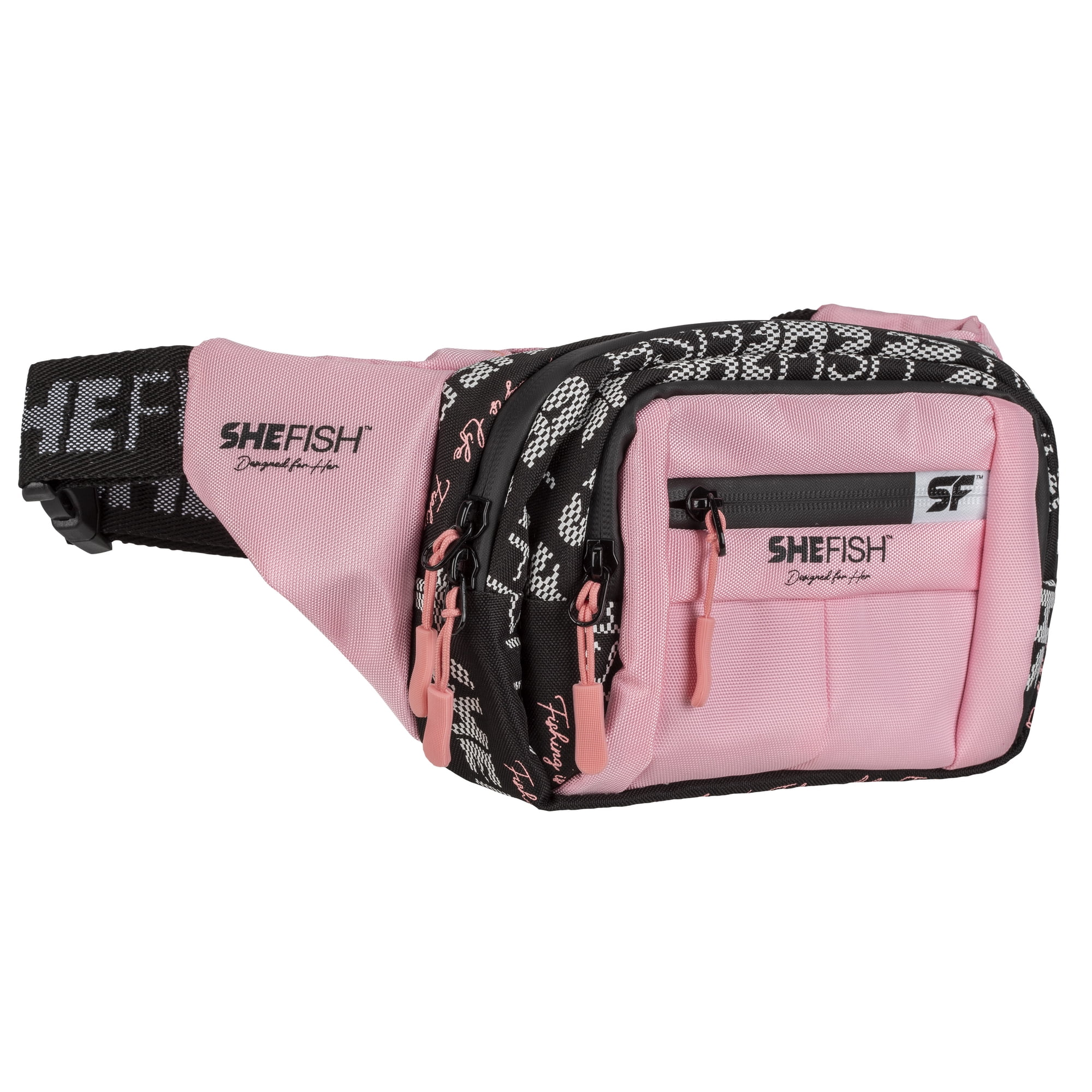SheFish Pink Fanny Pack with empty tackle box