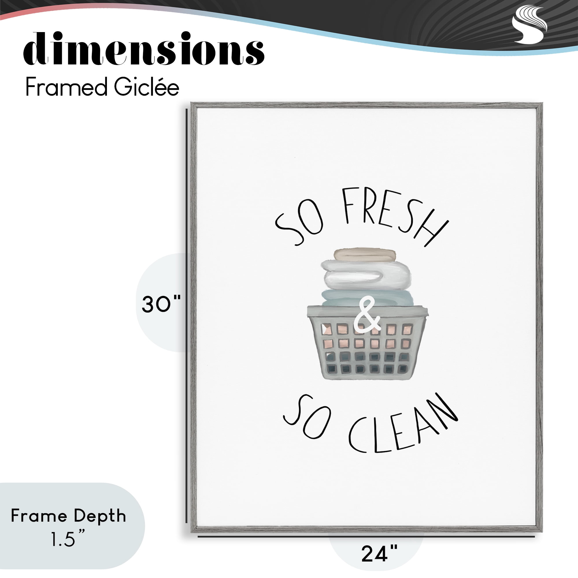 Stupell Industries So Fresh Laundry Basket Gray Framed Giclee Art, design by Elizabeth Medley