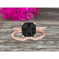 thumbnail image 2 of 2Pcs Wedding Ring Set Cushion Cut 2.30 Carat Black Diamond Moissanite Engagement ring On 10k Rose gold Curved Wedding Band Personalized for Brides, 2 of 5