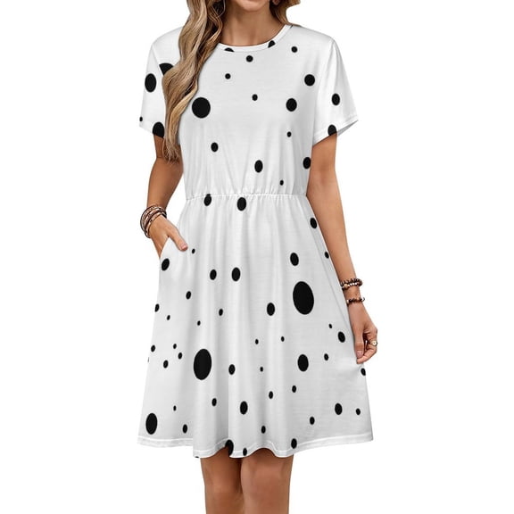 Messy Black Polka Dots Women's Dress Short Sleeve Summer Sundress Summer Women Clothes