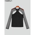 thumbnail image 5 of Camisetas de estilo americano para hombre, nuevas, trajes para hombre, chalecos cortos de malla sexys de ocio, camisetas de manga larga ahuecadas S-5XL INCERUN 2023, 5 of 5