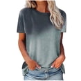 thumbnail image 2 of Fiudx Camisas de Mujer Camiseta de Cuello Redondo con Estampado Degradado de Manga Corta para Mujer, 2 of 6