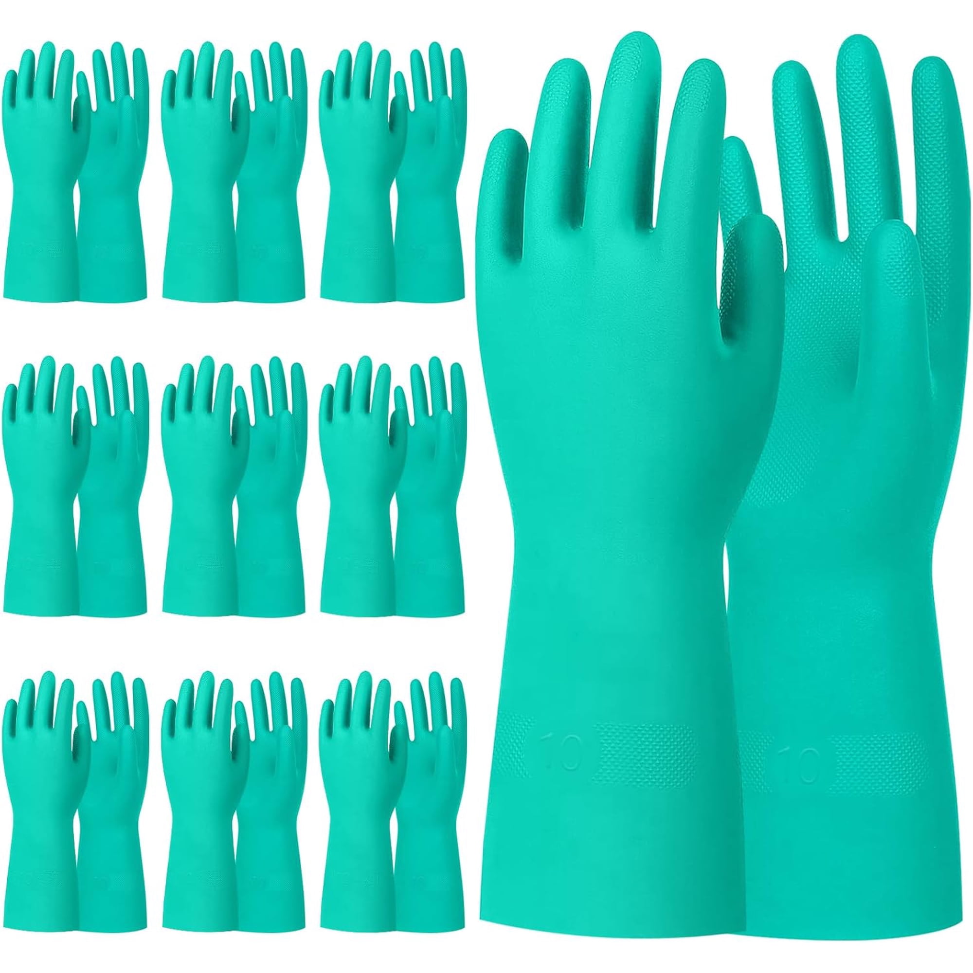 10 Pairs Chemical Resistant Gloves Reusable Heavy Duty Rubber Work Gloves 12.6 Long Nitrile Gloves for Acid Alkali Oil Protection and Industrial Use Household X-Large