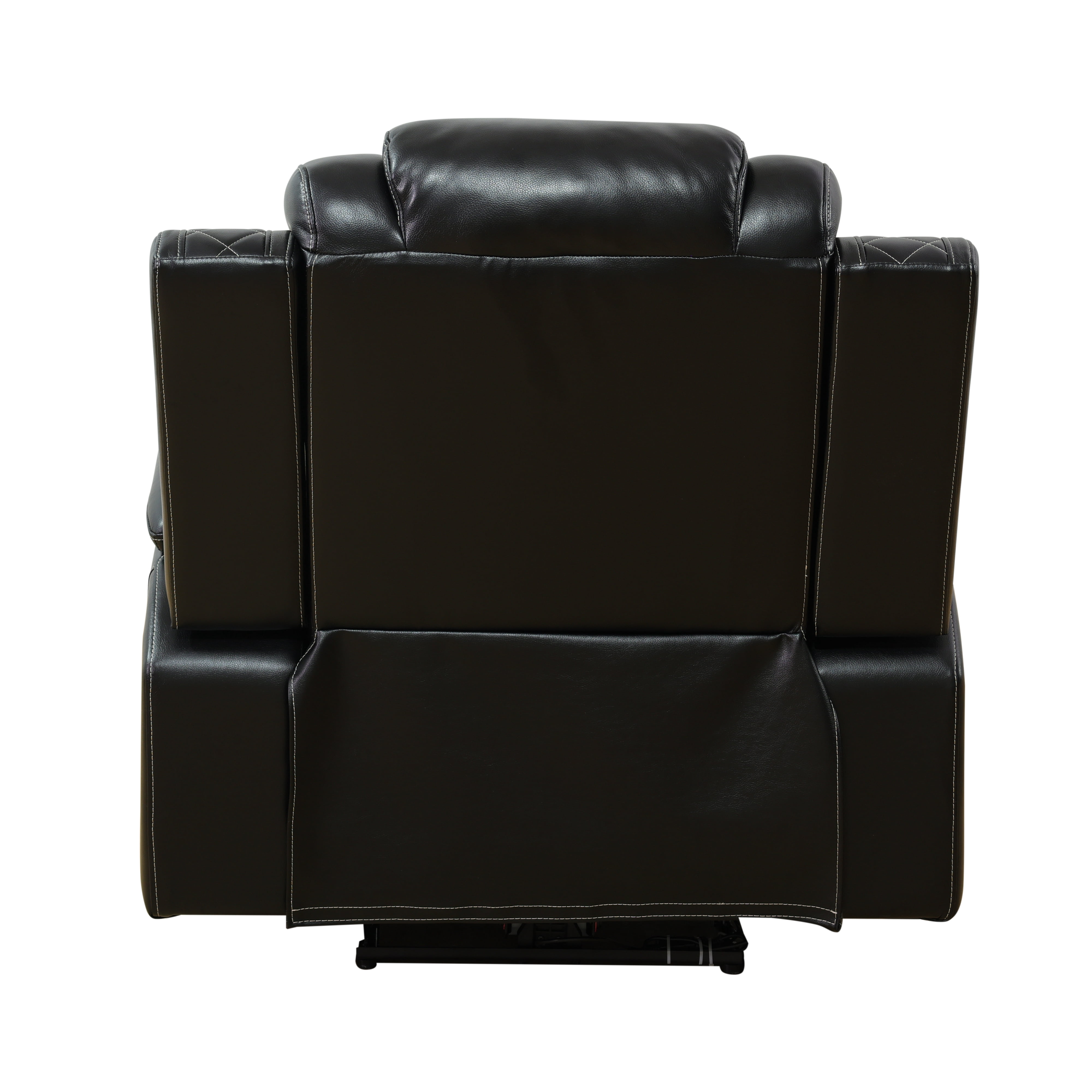 Recliner Chair for Living Room, Power Leather Reclining Sofa Seating Couch with LED Lights/Storage Console/Cup Holders (Black)