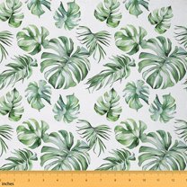Homewish Green Botanical Palm Fabric by the Yard 2 Yards, Cartoon Tropic Leaf Plant Sewing Fabric, Teens Kids Child Fabric for Sewing, Lightweight Room Decor