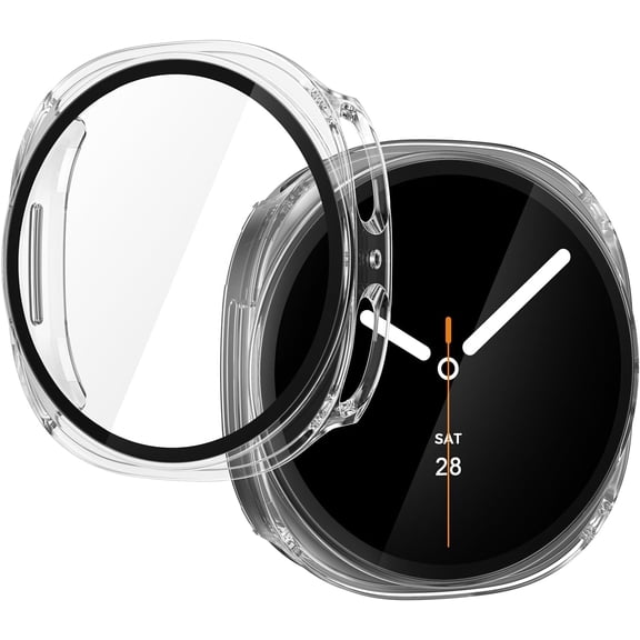 2‑Pack Transparent Ultra‑Thin Hard PC Case with Built‑in Tempered Glass for Galaxy Watch 9 (2026) / Watch 8 40mm, Anti‑Scratch Full‑Face Smartwatch Protective Cover