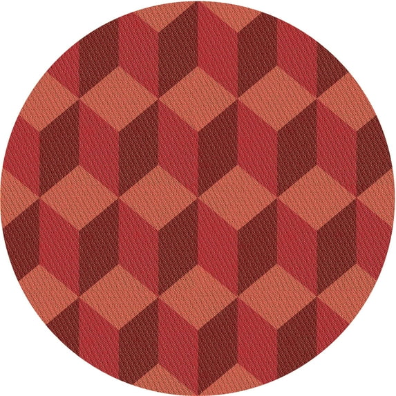Ahgly Company Indoor Round Patterned Love Red Area Rugs, 5' Round