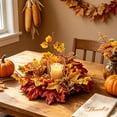 thumbnail image 6 of FeiFu Fall Candle Ring Wreath Artificial Sunflower Pumpkin Maple Leaves Centerpiece for Pillar Candle Holders Autumn Harvest Table Decor Home Party Thanksgiving Corona de Vela de Otoño, 6 of 6
