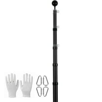 KFFKFF 25FT Extendable Flagpole Set, Robust Aluminum Alloy Outdoor Flag Stands, 3 Presentation Styles Flagpole with 3x5 American Flag, Expert Gear, Black