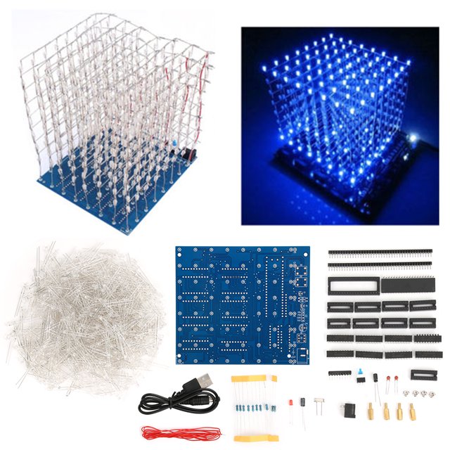 Kit de Luz Lideró 3d, Cubo de 8x8x8, Kit de Luz Liderado 3d Cuadrado, Kit de Luz Led 3d Diy, Diseño Brillante y Único para Decoración del Hogar y Regalos Diy.