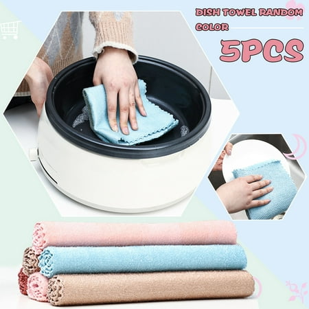 

Wipes 5Pc Random Color Kitchen Tool Tableware Dish Towel Nonstick Oil Fast Dish Cloths Cleaning Cloth Wiping Rag Dish Rags Super Absorbent Coral Dish Towel