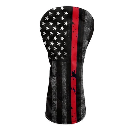 Yuyamidu Patriotic Golf Club Headcover American Honoring Firefighter FlagsGolf Head Protective Cover Waterproof PU Leather Driver Fairway Wood Hybrid Head Cover
