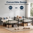 thumbnail image 3 of PARPOOS Bunk Bed Twin over Twin, Metal Twin Bunk Beds for Teens with 2 Ladders & Full Length Guardrails,  Can Be Divided into 2 Twin Beds, Black, 3 of 8