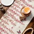 thumbnail image 3 of Butterfly Flower Table Runner - 70 Inch Long Farmhouse Vintage Country Pink Floral Cotton and Linen Blended Dress Scarves Farmhouse Table Runner for Kitchen Dining, Coffee Table, 13" x 70", 3 of 8