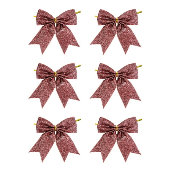 Christmas Tree Glitter Bows, Tie Ribbon Twist Tie Bows for Treat Bags Gift Wrapping Basket Wedding Christmas Tree Wreath Garland Decoration, Pink