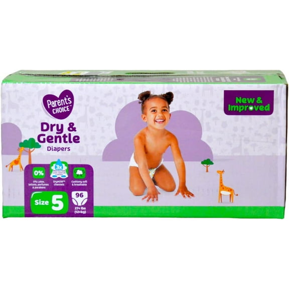 Dry & Gentle Diapers Size 5 (27 Lbs) - 96 Count