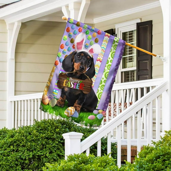 FLAGWIX Dachshund. Happy Easter American Flag, Outdoor Easter Decoration - House Flag (29.5" x 39.5")