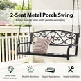 thumbnail image 6 of Costway Outdoor 2-Person Metal Porch Swing Hanging Patio Bench 485 Lbs Capacity Black, 6 of 12