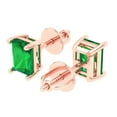 thumbnail image 2 of Clara Pucci 1Ct Emerald Emerald Cut VVS1 Screw Back Stud 14k Solid hypoallergenic Gold Designer Earrings For May, 2 of 7