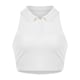thumbnail image 4 of Blusa corta ajustada sin mangas con botones y cuello en V de Color sólido a la moda para mujer Pompotops  lopia995154, 4 of 9