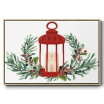 Woodland Holiday Collection A - Framed Gallery Wrapped Holiday Canvas - 17 x 25 - Natural Wood Frame
