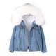 thumbnail image 4 of Chaqueta vaquera de manga larga con capucha para mujer, cálida y versátil, de pelo de cordero empalmado, con capucha y cuello engrosado., 4 of 4