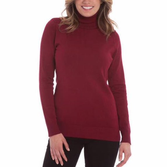 JOSEPH A. Women's Long Sleeve Turtle Neck Sweater (Wine, X-Large)