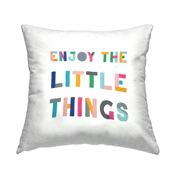 Stupell Industries Enjoy Little Things Kids' Motivational Phrase Block Typography Novelty Multi-Color,18 x 7 x 18 Decorative Pillows