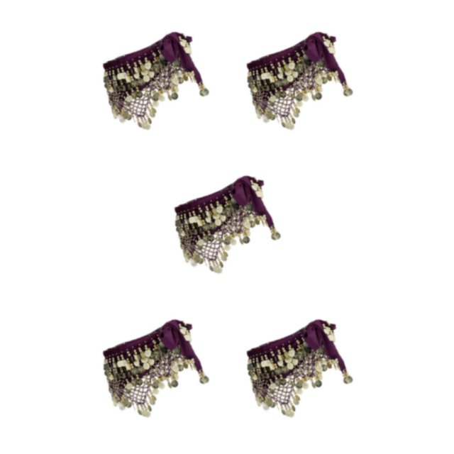 Thinsony Beautiful Belly Dance Waist Chain Intricate Dark Purple 5Set